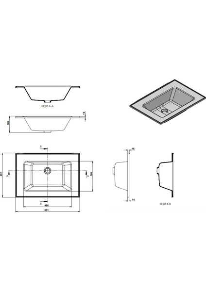 Zenıth 65 Etajerli Gri Granit Banyo Lavabosu 65X45 modelleri