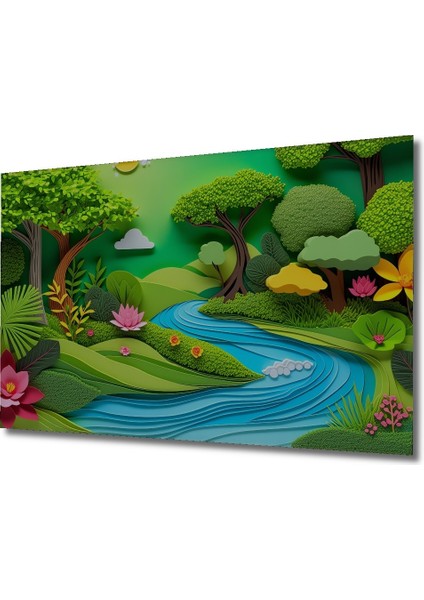 Kâğıt Sanatı Görünümlü Cennet Bahçesi Dekoratif Ahşap Ev/işyeri/ofis Kare Tablo fiyatları