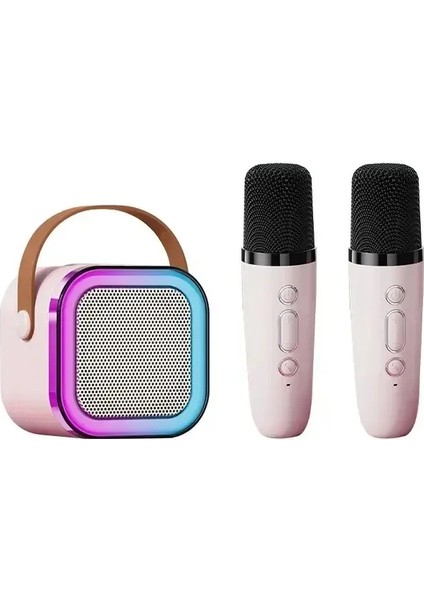 Rgb Taşınabilir 2 Mikrofonlu Karaoke Seti Ktv Bluetooth Çift Mikrofonlu Hoparlörlü Karaoke Set