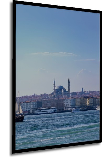 Çerçeve Görünümlü Istanbul Panorama Yağlı Boya Görünümlü Dekoratif Ahşap Ev/işyeri/ofis Kare Tablo modelleri
