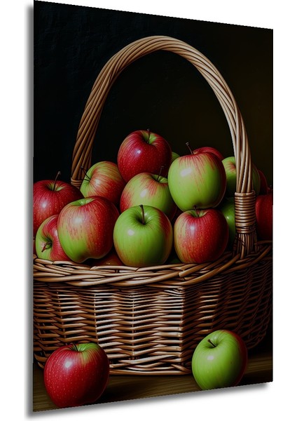 Elma Sepeti Yağlı Boya Görünümlü Dekoratif Ahşap Ev/işyeri/ofis Kare Tablo modelleri