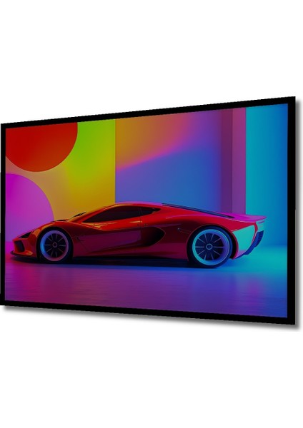 Çerçeve Görünümlü Neon Işıltılı Süper Araba Modern Sanat Dekoratif Ahşap Ev/işyeri/ofis Kare Tablo fiyatları