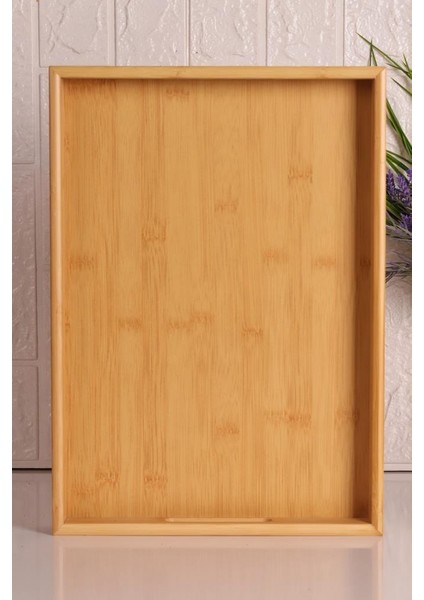 Bambum Marbella - Bambu Desenli Tepsi Orta