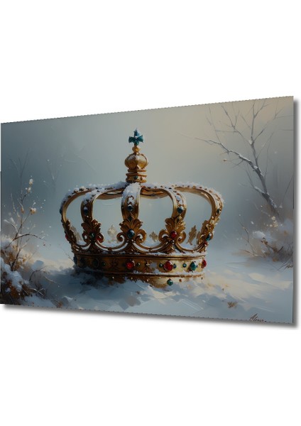 Karlı Kraliçe Tacı Yağlı Boya Görünümlü Dekoratif Ahşap Ev/işyeri/ofis Kare Tablo fiyatları