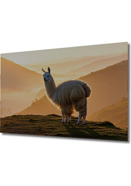 Gün Batımı Altın Llama Manzarası Yağlı Boya Görünümlü Dekoratif Ahşap Ev/işyeri/ofis Kare Tablo fiyatları