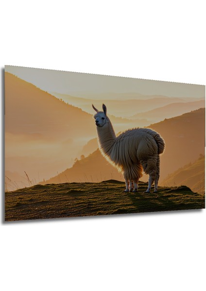 Gün Batımı Altın Llama Manzarası Yağlı Boya Görünümlü Dekoratif Ahşap Ev/işyeri/ofis Kare Tablo modelleri