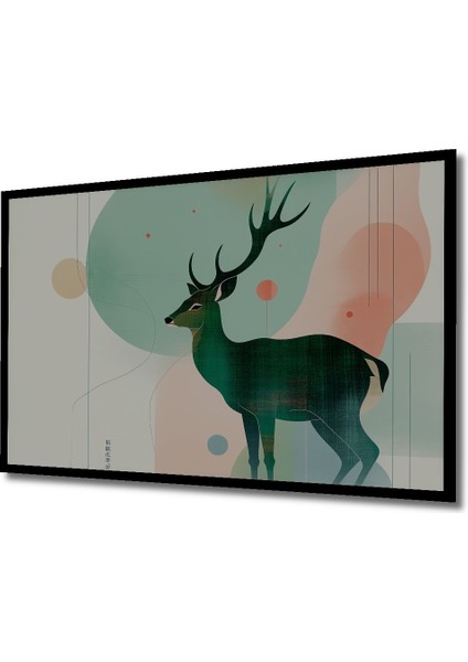 Çerçeve Görünümlü Pastel Tonlarda Geyik Modern Sanat Dekoratif Ahşap Ev/işyeri/ofis Kare Tablo fiyatları