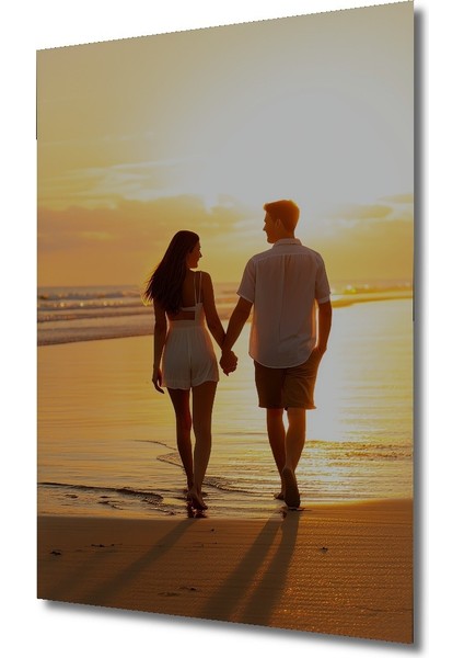 Gün Batımında Aşk Yürüyüşü Dekoratif Ahşap Ev/işyeri/ofis Kare Tablo fiyatları