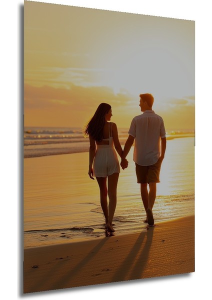 Gün Batımında Aşk Yürüyüşü Dekoratif Ahşap Ev/işyeri/ofis Kare Tablo modelleri