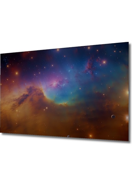 Nebula Gökyüzü Yağlı Boya Görünümlü Dekoratif Ahşap Ev/işyeri/ofis Kare Tablo fiyatları