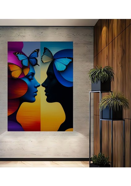 Kelebek Rüyası Yağlı Boya Görünümlü Dekoratif Ahşap Ev/işyeri/ofis Kare Tablo