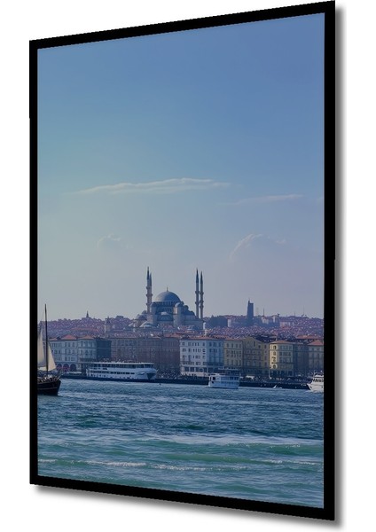 Çerçeve Görünümlü Istanbul Panorama Yağlı Boya Görünümlü Dekoratif Ahşap Ev/işyeri/ofis Kare Tablo fiyatları