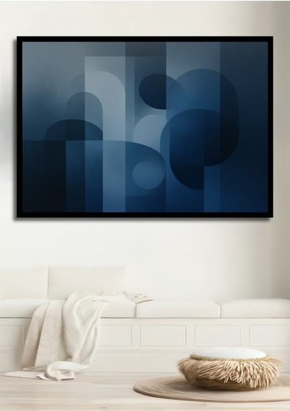 Çerçeve Görünümlü Mavi Geometrik Dans Modern Sanat Dekoratif Ahşap Ev/işyeri/ofis Kare Tablo