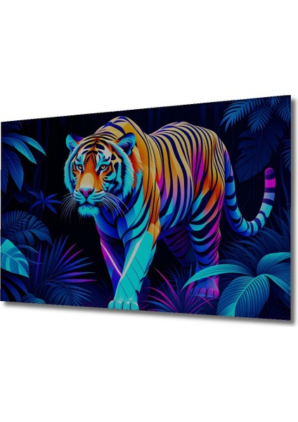 Neon Kaplan Ormanı Yağlı Boya Görünümlü Dekoratif Ahşap Ev/işyeri/ofis Kare Tablo fiyatları