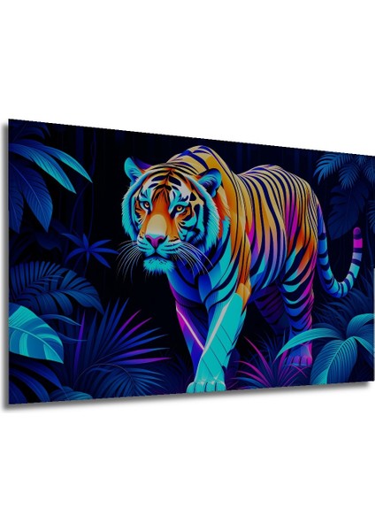 Neon Kaplan Ormanı Yağlı Boya Görünümlü Dekoratif Ahşap Ev/işyeri/ofis Kare Tablo modelleri