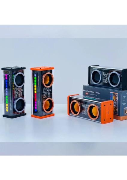 Şeffaf Mecha Müzik Tws Stereo Rgb Işıklı Hoparlör Kablosuz Bluetooth 5.0 Taşınabilir Hoparlör V9 fırsatları