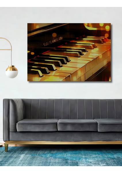 Altın Piyanist Yağlı Boya Görünümlü Dekoratif Ahşap Ev/işyeri/ofis Kare Tablo