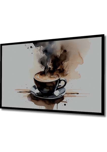 Çerçeve Görünümlü Sulu Boya Görünümlü Kahve Keyfi Dekoratif Ahşap Ev/işyeri/ofis Kare Tablo fiyatları