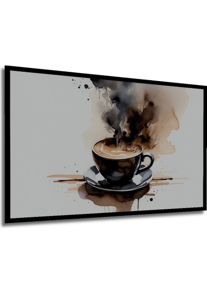 Çerçeve Görünümlü Sulu Boya Görünümlü Kahve Keyfi Dekoratif Ahşap Ev/işyeri/ofis Kare Tablo modelleri