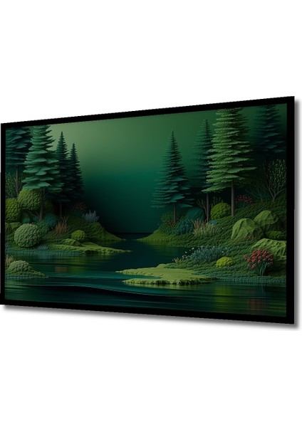 Çerçeve Görünümlü Yeşil Rüyalar Yağlı Boya Görünümlü Dekoratif Ahşap Ev/işyeri/ofis Kare Tablo fiyatları