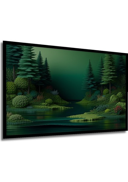 Çerçeve Görünümlü Yeşil Rüyalar Yağlı Boya Görünümlü Dekoratif Ahşap Ev/işyeri/ofis Kare Tablo modelleri