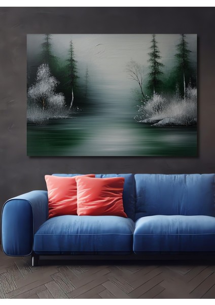 Büyülü Orman Yağlı Boya Görünümlü Dekoratif Ahşap Ev/işyeri/ofis Kare Tablo