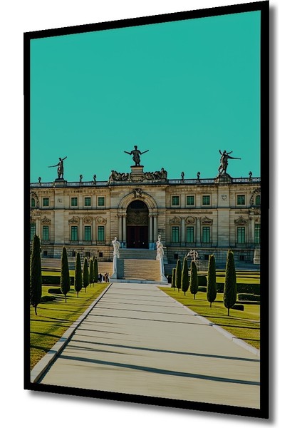 Çerçeve Görünümlü Muhteşem Saray Bahçesi Yağlı Boya Görünümlü Dekoratif Ahşap Ofis Kare Tablo fiyatları