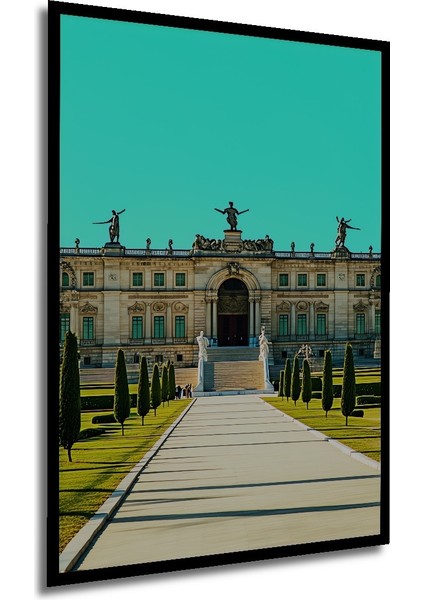 Çerçeve Görünümlü Muhteşem Saray Bahçesi Yağlı Boya Görünümlü Dekoratif Ahşap Ofis Kare Tablo modelleri