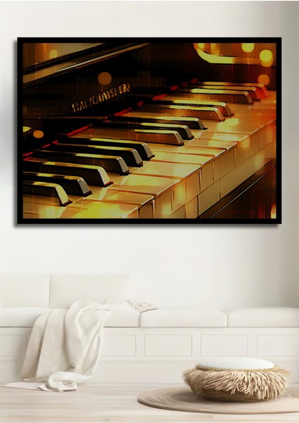 Çerçeve Görünümlü Altın Piyanist Yağlı Boya Görünümlü Dekoratif Ahşap Ev/işyeri/ofis Kare Tablo