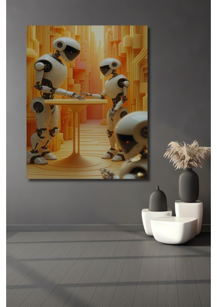 Robotik Buluşma Modern Sanat Dekoratif Ahşap Dekoratif Ev/işyeri/ofis Kare Tablo