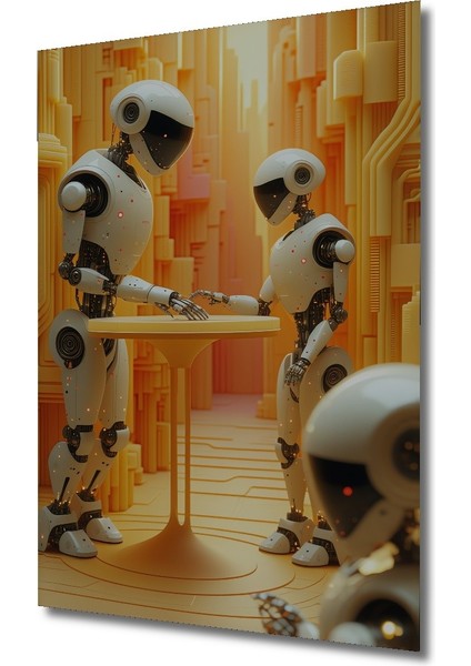 Robotik Buluşma Modern Sanat Dekoratif Ahşap Dekoratif Ev/işyeri/ofis Kare Tablo fiyatları