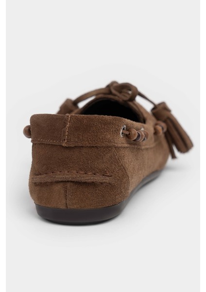 Fisher Taba Hakiki Süet Düz Taban Boncuk Detay Kadın Babet Ayakkabı indirimleri