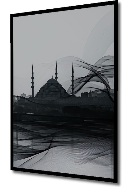 Çerçeve Görünümlü Istanbul Silüeti Modern Çizgiler Dekoratif Ahşap Ev/işyeri/ofis Kare Tablo fiyatları