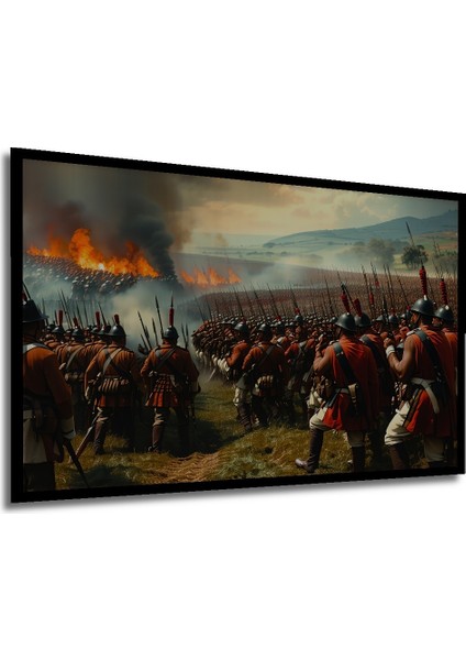Çerçeve Görünümlü Tarihi Savaş Alanı Yağlı Boya Görünümlü Dekoratif Ahşap Ev/işyeri/ofis Kare Tablo modelleri