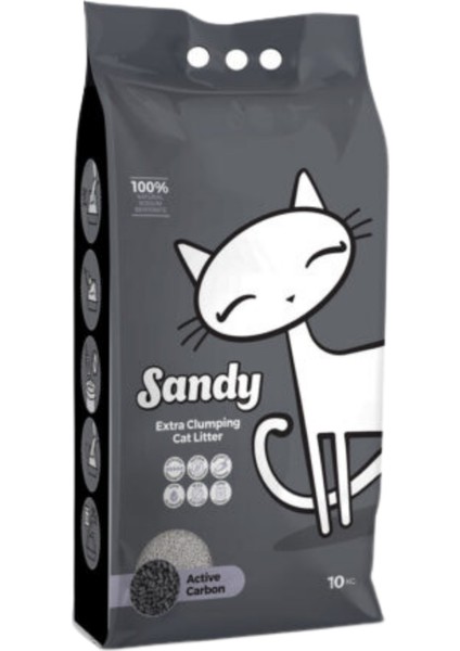 Aktif Karbonlu Tozsuz Topaklanan Sodyum Bentonit Gri Kedi Kumu 10KG