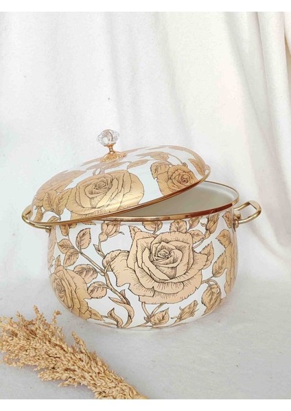 Sarı Gül Emaye Lux Tencere Kazan Boy 8 Litre 28 cm Çap Süt Yoğurt Reçel Konserve Salça Tenceresi fiyatları