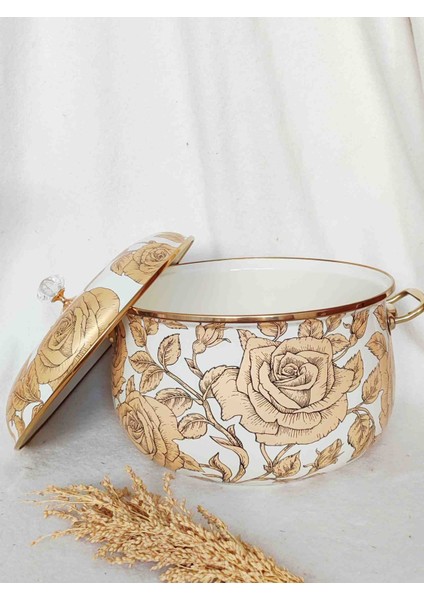 Sarı Gül Emaye Lux Tencere Kazan Boy 8 Litre 28 cm Çap Süt Yoğurt Reçel Konserve Salça Tenceresi fırsatları