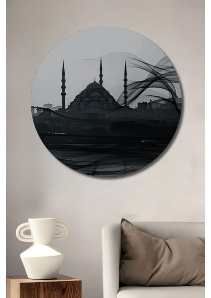 Istanbul Silüeti Modern Çizgiler Dekoratif Ahşap Ev/işyeri/ofis Yuvarlak Tablo