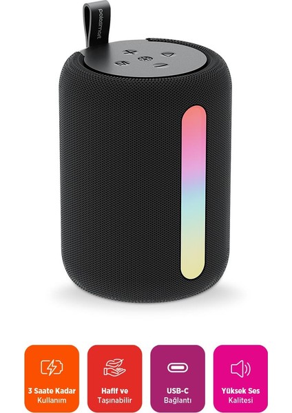 PBS228 Işıklı Taşınabilir Kablosuz Bluetooth Speaker Hoparlör 1200 Mah Siyah modelleri