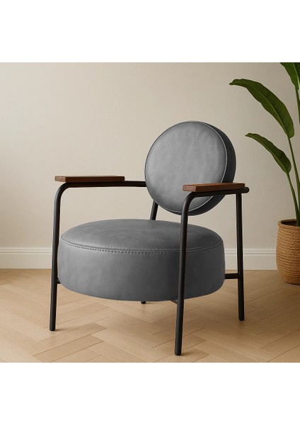 Venüs Modern Berjer Tekli Koltuk - Ofis Koltuğu - Metal Ayak - Gri