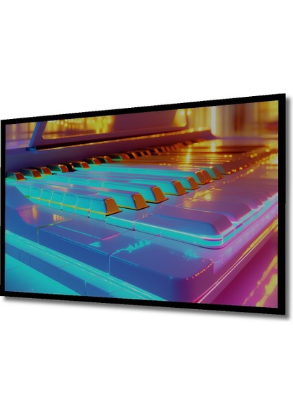 Çerçeve Görünümlü Neon Işıltılı Piyano Tuşları Modern Sanat Dekoratif Ahşap Işyeri/ofis Kare Tablo fiyatları