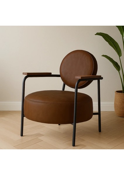 Venüs Modern Berjer Tekli Koltuk - Ofis Koltuğu - Metal Ayak - Acı Kahve