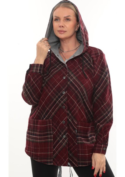 Büyük Beden Rahat Kalıp Kapüşonlu Oduncu Kadın Gömlek Hırka fiyatları