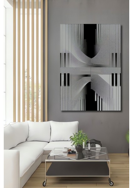 Piyano Tuşları Soyut Sanat Siyah Beyaz Görünümlü Dekoratif Ahşap Ev/işyeri/ofis Kare Tablo