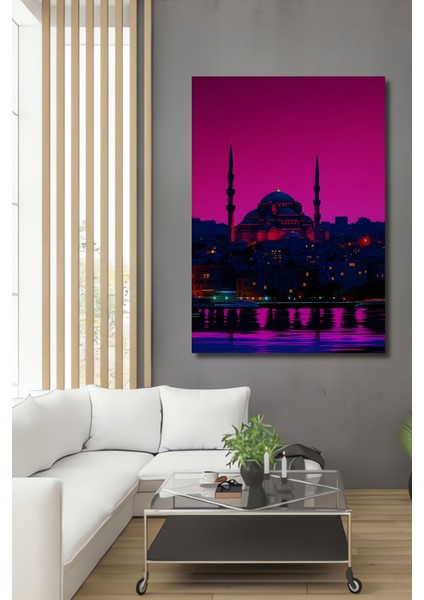 Pembe Istanbul Rüyası Yağlı Boya Görünümlü Dekoratif Ahşap Ev/işyeri/ofis Kare Tablo