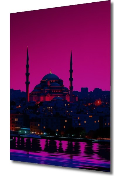 Pembe Istanbul Rüyası Yağlı Boya Görünümlü Dekoratif Ahşap Ev/işyeri/ofis Kare Tablo fiyatları