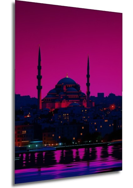 Pembe Istanbul Rüyası Yağlı Boya Görünümlü Dekoratif Ahşap Ev/işyeri/ofis Kare Tablo modelleri