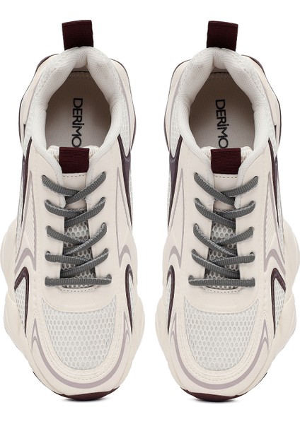 Kadın Bordo Bağcıklı Kalın Tabanlı Sneaker 25AFD431114
