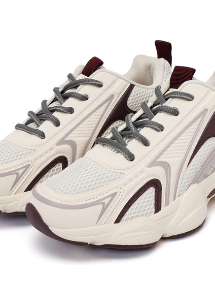 Kadın Bordo Bağcıklı Kalın Tabanlı Sneaker 25AFD431114