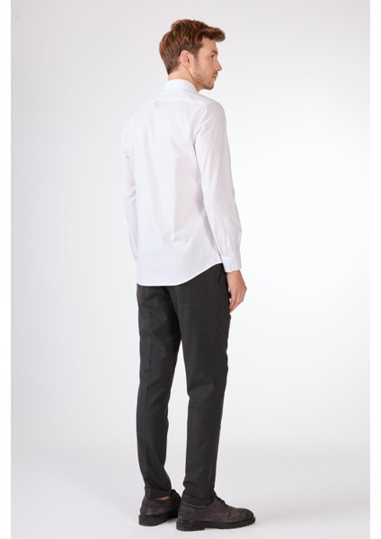 Beyaz Düz Uzun Kol Slim Fit Erkek Gömlek modelleri